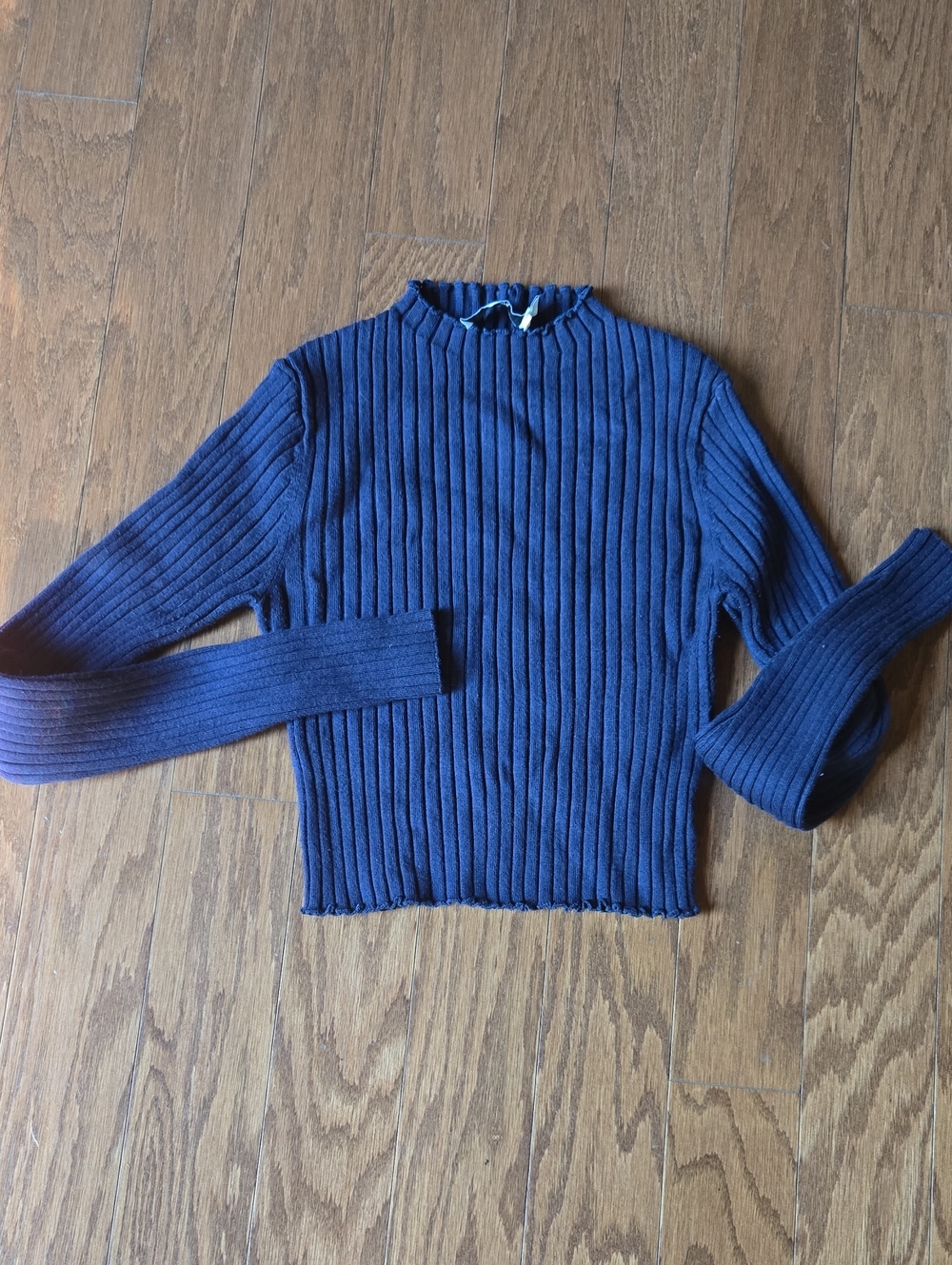 twik Navy Ribbed Long-Sleeve Mock Neck Sweater Small Women